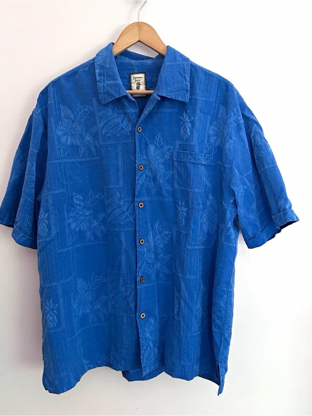 Jamaica Jaxx Electric Blue Short-Sleeve Button-Down Shirt